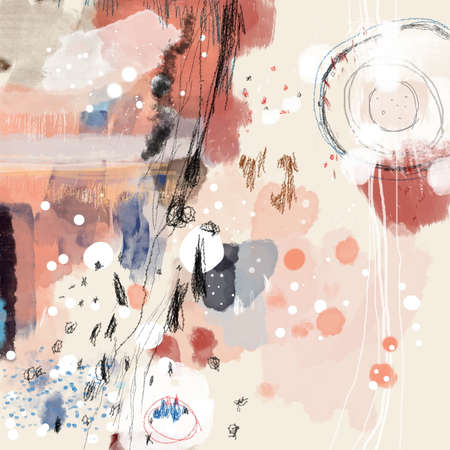 Modern watercolor illustration with contemporary painting. Abstract creative modern artistic background. Abstract illustration design. Hand drawn minimal wallpaper modern painting in faded pale colorsの写真素材
