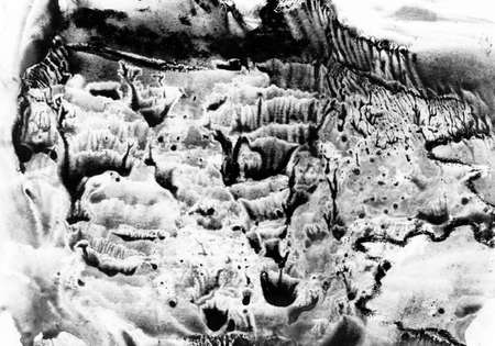 Abstract landscape watercolor hand drawn illustration. Black and white watercolor landscape. Minimalist hand drawn illustration card background poster banner. Hand drawn watercolor black and whiteの写真素材