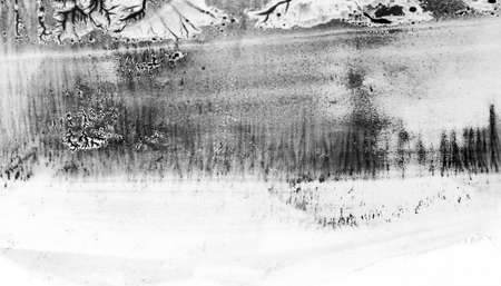 Abstract landscape watercolor hand drawn illustration. Black and white watercolor landscape. Minimalist hand drawn illustration card background poster banner. Hand drawn watercolor black and whiteの写真素材