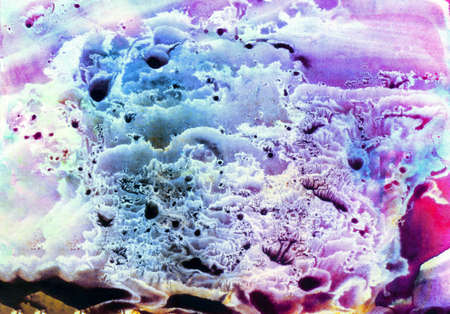 Abstract sky landscape watercolor hand drawn illustration. Bright pink blue colors watercolor landscape. Minimalist hand drawn illustration card background poster banner. Hand drawn watercolorの写真素材