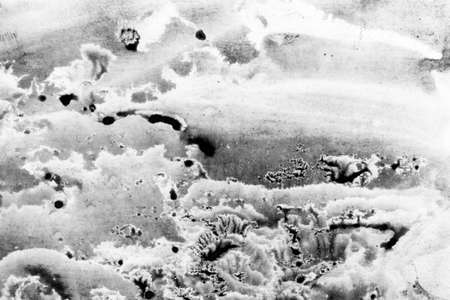 Abstract sky landscape watercolor hand drawn illustration. Black and white watercolor landscape. Minimalist hand drawn illustration card background poster banner. hand drawn watercolor black and whiteの写真素材