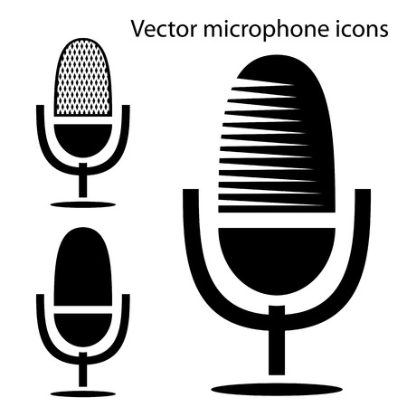 Vector Microphone icons on white backgroundのイラスト素材