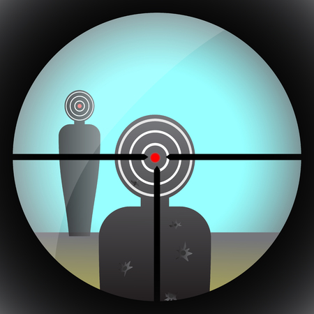 View through the rifle sight on goal. Aimのイラスト素材
