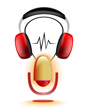 Microphone with headphones logo iconのイラスト素材