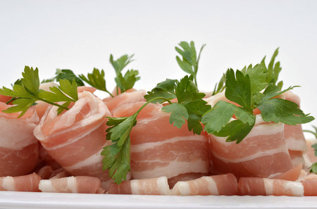 Bacon with parsley close upの写真素材
