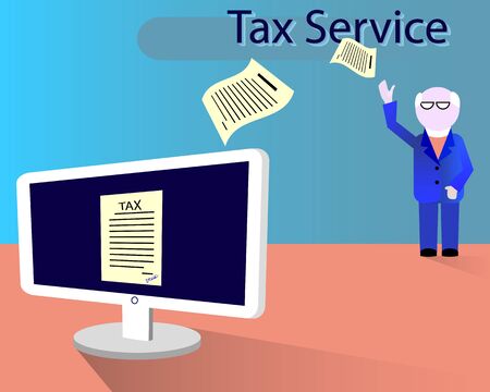 Inspector receives an electronic tax paymentのイラスト素材