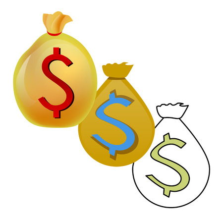 Money icon with three bags, vector.のイラスト素材