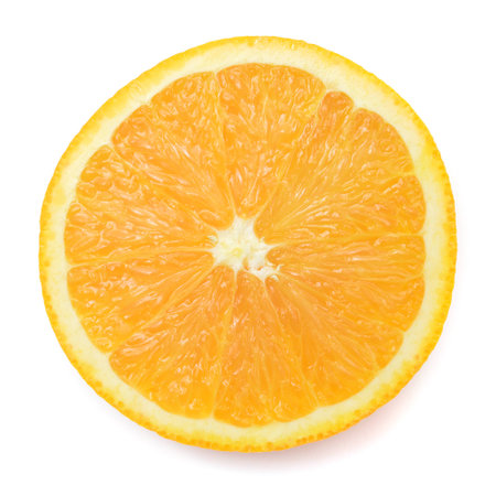 Orange cut in half top viewの写真素材