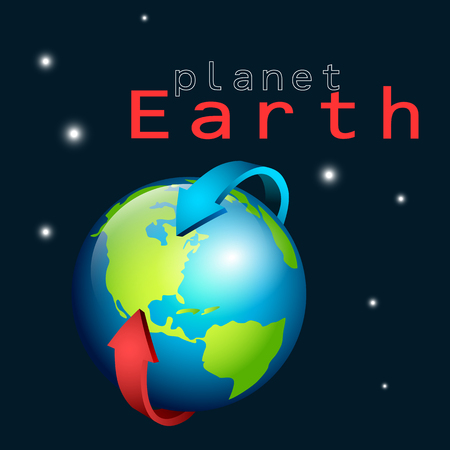 Planet earth with magnetic arrow around itのイラスト素材