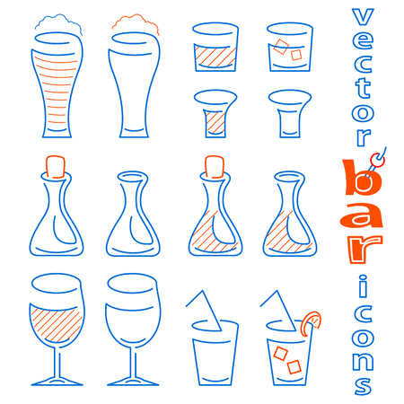 Vector drink icon set on white backgroundのイラスト素材