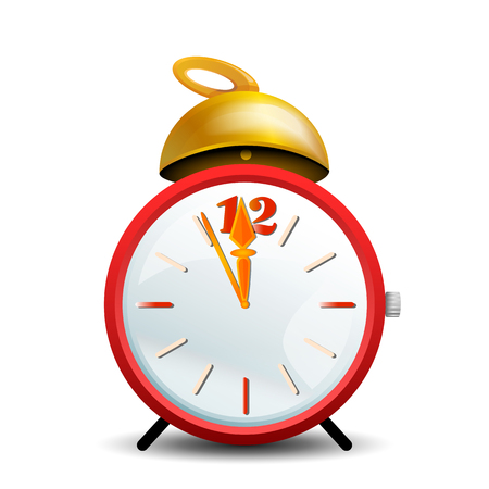 Mechanical alarm clock in retro style isolated on whiteのイラスト素材
