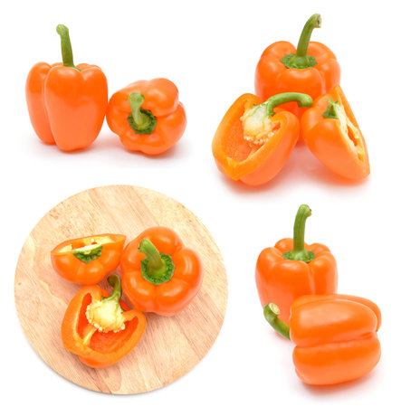 Set of Bell peppers isolated on white backgroundの写真素材