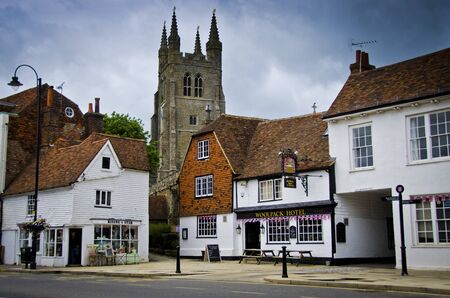 Tenterden High Street with church in backgroundのeditorial素材