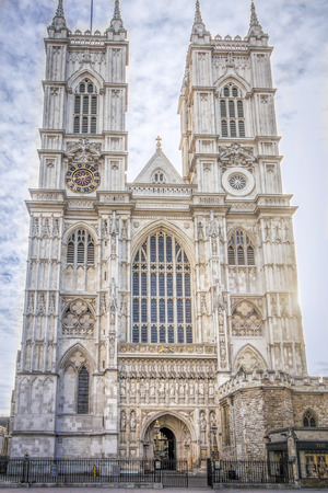 Entrance to Westminster Abbey in London, in early morning sunlightの写真素材