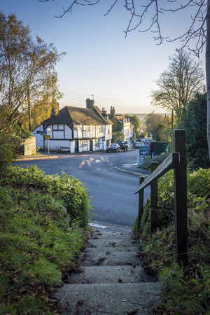 Steps leading to The Street in Detling Village, Kent, UK
