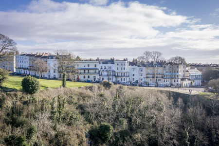A terrace of elegant Georgian townhouses in Clifton, Bristol UKのeditorial素材