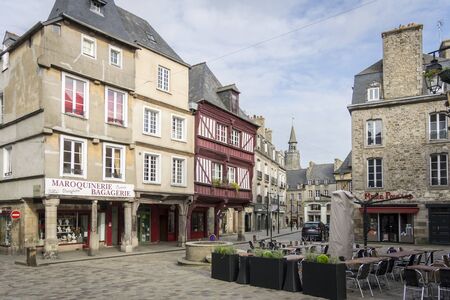 DINAN, BRITTANY, FRANCE, 15 JUNE 2015 -  medieval buildings in the city of Dinan, Brittany, Franceのeditorial素材