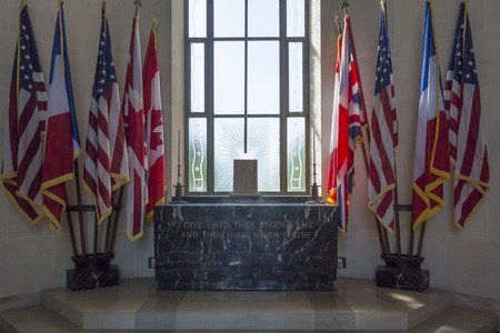The altar in the chapel in the American Cemetery, Normandy, Franceのeditorial素材