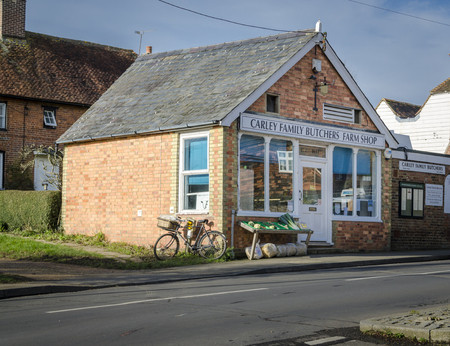 WOODCHURCH, KENT, UK, 25 JANUARY 2016 - Local butchers and farm shop in the village of Woodchurch, Kent, UKのeditorial素材