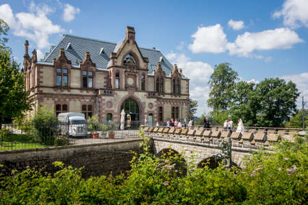 View of the entrance to Castle Drachenburg, Germanyのeditorial素材