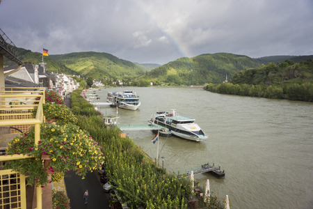 Boats moored up on the river Rhine at Boppard, Germany