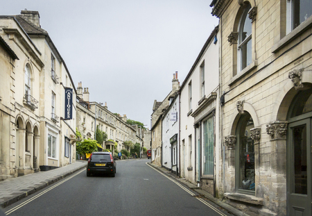 View going uphill on Silver Street, Bradford On Avon, Wiltshire, UKのeditorial素材