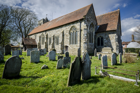 Church of St George and graveyard, Brede, Kent, UKの写真素材