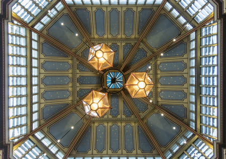 Ceiling detail in Leadenhall market, covered shopping arcade dating back to the 14th Century in the city of Londonのeditorial素材