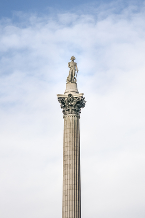 Nelsons Column, located in Trafalgar Square, London, UKのeditorial素材