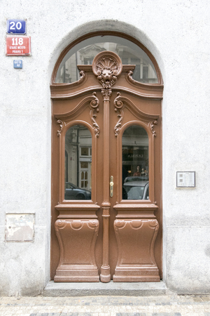 Art-deco door in Prague, Czech Republic,の写真素材