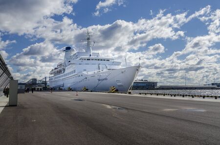 Cruise ship Discovery at dock in the port of Saint Petersburg, Russia