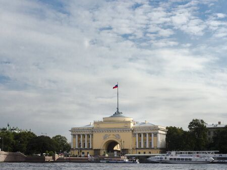 Admiralty Embankment. The Admiralty building in St. Petersburg, Russiaの写真素材
