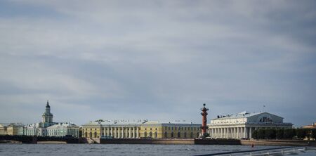 Saint Petersburg, Russia,  Vasilievsky island spit - rostral columns, Stock exchange , Kunstkamera...
