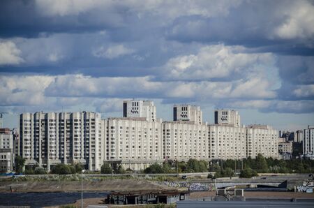 Apartment blocks along the coastline of Saint Petersburg, Russiaのeditorial素材