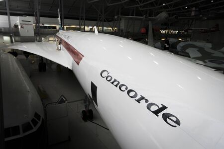 British Aircraft Corporation Concorde aircraft in the Imperial War Museum, Duxford, UKのeditorial素材