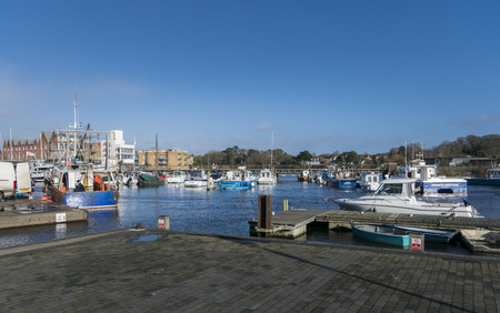 View of the harbour and boats at Lymington, New Forest, Hampshire, UKのeditorial素材