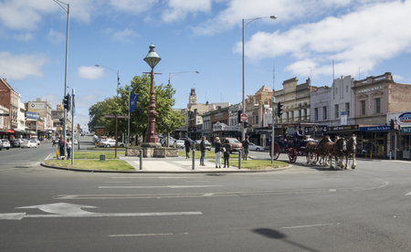 View of Sturt Street and horse & carriage, Ballarat, Victoria, Australiaのeditorial素材