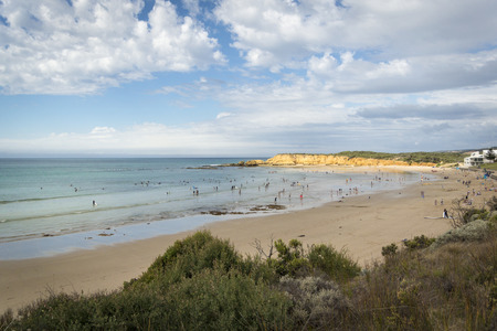 The surfers beach at Torquay, Victoria on the south coast of Australiaの写真素材