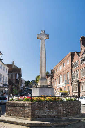 The war memorial in the High Street of the ancient town of Arundel, West Sussex, UKのeditorial素材