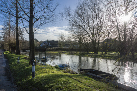 The Great Stour river in the ancient village of Chartham, Kent, UK