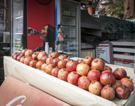 Pomegranates for sale in the village of Sirince in the Aegean Region of Izmir, Turkeyのeditorial素材