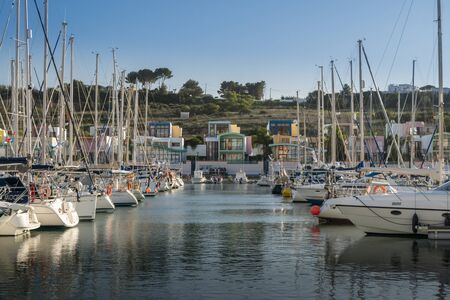 Boats in the marina in Albufeira, Algarve, Portugalの写真素材