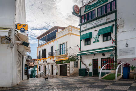 Restaurants in the old town of Albufeira, Algarve, Portugalのeditorial素材