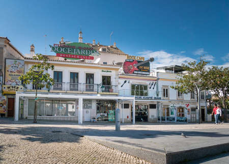 Catering establishments in Albufeira old town, Algarve, Portugalのeditorial素材