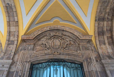 Detail of stone carving above a door in Plaza Mayor in the city of Salamanca, Spainのeditorial素材