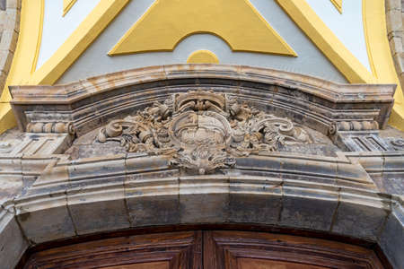 Detail of stone carving above a door in Plaza Mayor in the city of Salamanca, Spainのeditorial素材
