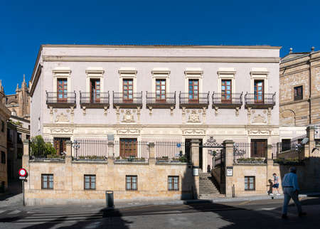 The facade of a hotel in the city of Salamanca, Spainのeditorial素材