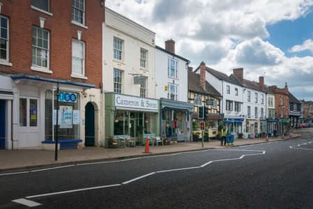 View of shops in the ancient market town of Ledbury, Herefordshire, UKのeditorial素材