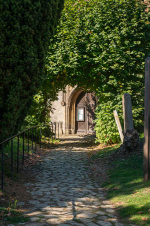 St James church entrance in the village of Egerton, Kent, UKの写真素材