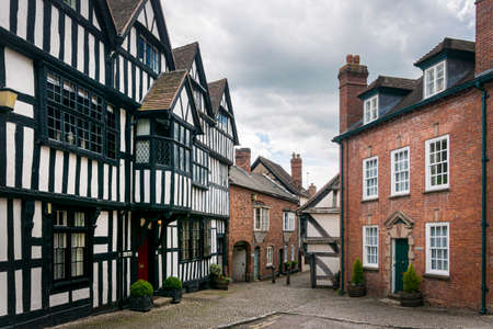 View of a timber framed house in Church Lane in the ancient market town of Ledbury, Herefordshire, UKのeditorial素材
